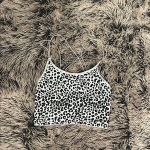 Leopard Print Elastic Crossed Strap Bandeau